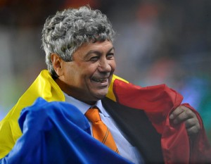 Shakhtar Donetsk's coach Lucescu celebrates after his team defeated Werder Bremen in their UEFA Cup final soccer match at Sukru Saracoglu stadium in Istanbul